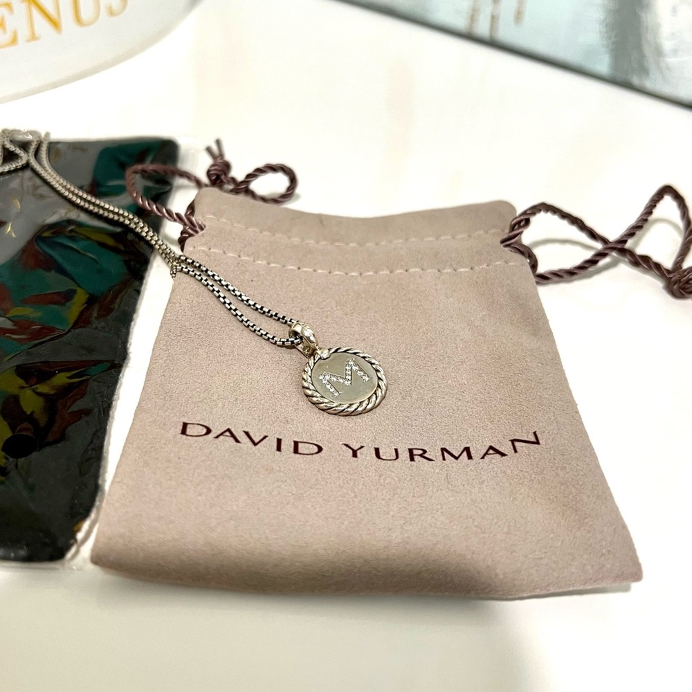 David Yurman Sterling Silver & Diamond Initial - SELLING PENDANT ONLY